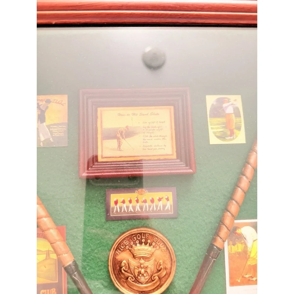 Vintage Golf Shadow Box Wall Decor Framed Clubs Balls Man Cave Display